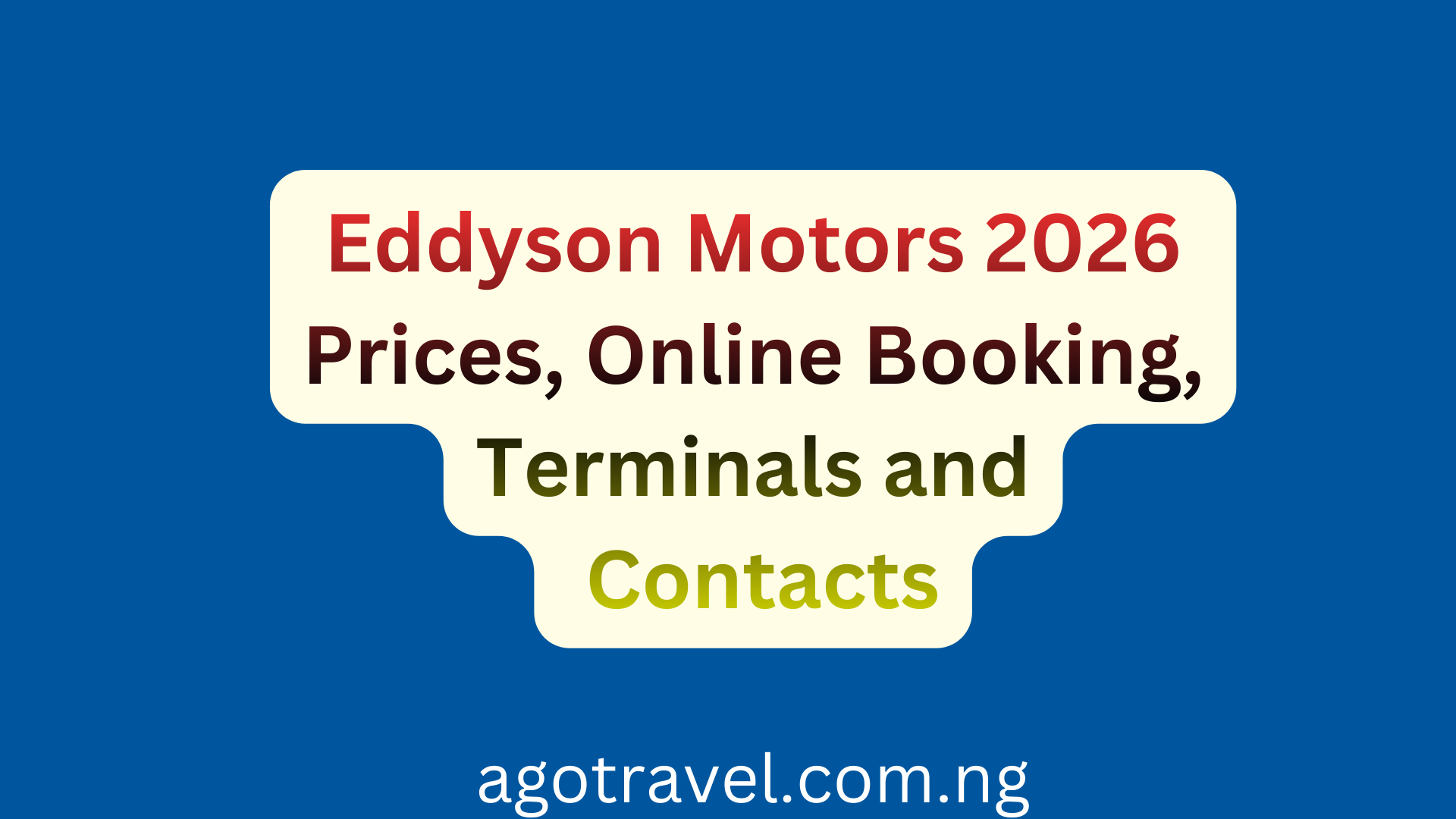 Eddyson Motors 2026 Prices,, Online Booking, Terminals and Contacts