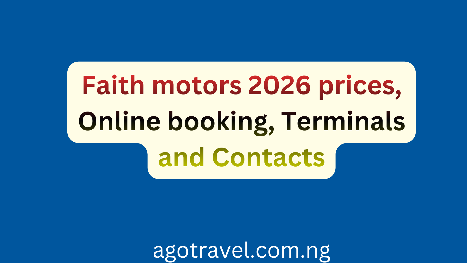 Faith motors 2026 prices, Online booking, Terminals and Contacts