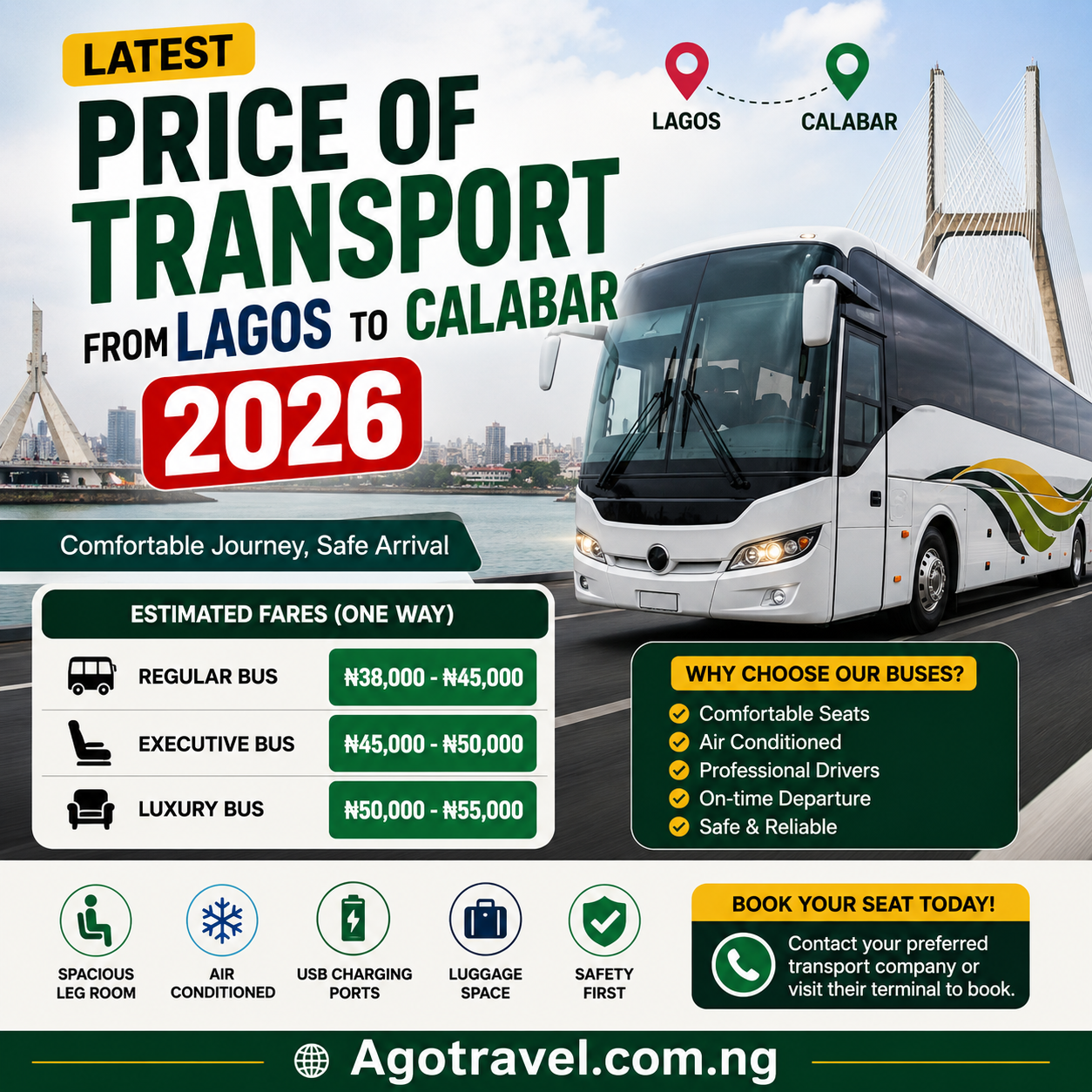 Latest Price of Transport from Lagos to Calabar 2026