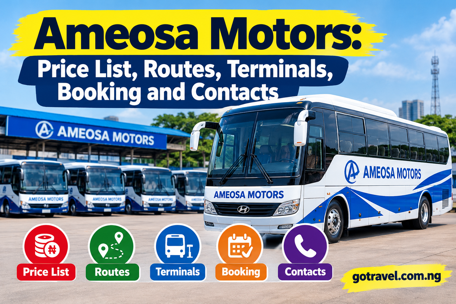 Ameosa Motors: Price List, Routes, Terminals, Booking and Contacts
